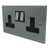 Trim Satin Chrome Switched Plug Socket - Click to see large image