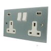 Trim Satin Chrome Plug Socket with USB Charging - Click to see large image