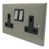 Trim Satin Nickel Switched Plug Socket - Click to see large image