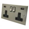 Trim Satin Nickel Plug Socket with USB Charging - Click to see large image
