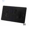 Flat Black Switched Plug Socket - Click to see large image