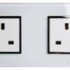 RetroTouch Crystal White Glass with Chrome Trim Unswitched Plug Socket - Click to see large image