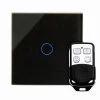 RetroTouch Crystal Black Glass Touch Intermediate Light Switch - Click to see large image
