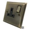 Mondo Antique Brass Switched Plug Socket - Click to see large image
