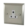 Mondo Satin Nickel Round Pin Unswitched Socket (For Lighting) - Click to see large image