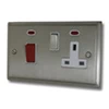 Mondo Satin Nickel Cooker Control (45 Amp Double Pole Switch and 13 Amp Socket) - Click to see large image