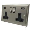 Mondo Satin Nickel Plug Socket with USB Charging - Click to see large image
