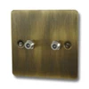 Slim Antique Brass Satellite Socket (F Connector) - Click to see large image