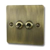 Slim Antique Brass Toggle (Dolly) Switch - Click to see large image