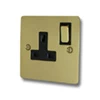 Slim Polished Brass Switched Plug Socket - Click to see large image