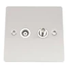 Slim Satin Chrome TV and SKY Socket - Click to see large image