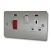 Slim Satin Stainless Cooker Control (45 Amp Double Pole Switch and 13 Amp Socket) - Click to see large image