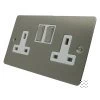 Slim Satin Stainless Switched Plug Socket - Click to see large image