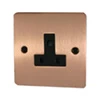 Slim Classic Brushed Copper Round Pin Unswitched Socket (For Lighting) - Click to see large image