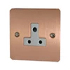 Slim Classic Brushed Copper Round Pin Unswitched Socket (For Lighting) - Click to see large image