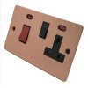Slim Classic Brushed Copper Cooker Control (45 Amp Double Pole Switch and 13 Amp Socket) - Click to see large image