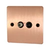 Slim Classic Brushed Copper TV and SKY Socket - Click to see large image