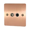Slim Classic Brushed Copper TV and SKY Socket - Click to see large image