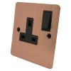 Slim Classic Brushed Copper Switched Plug Socket - Click to see large image