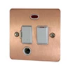 Slim Classic Brushed Copper Switched Fused Spur - Click to see large image