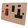 Slim Polished Copper Cooker Control (45 Amp Double Pole Switch and 13 Amp Socket) - Click to see large image