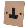 Slim Polished Copper Round Pin Unswitched Socket (For Lighting) - Click to see large image
