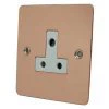 Slim Polished Copper Round Pin Unswitched Socket (For Lighting) - Click to see large image
