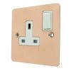 Slim Polished Copper Switched Plug Socket - Click to see large image