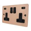 Slim Classic Polished Copper Plug Socket with USB Charging - Click to see large image