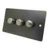 Slim Dark Pewter LED Dimmer and Push Light Switch Combination - Click to see large image