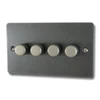 Slim Dark Pewter Push Intermediate Switch and Push Light Switch Combination - Click to see large image