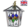 Tetbury Pendant - Multi Coloured Outdoor Leaded Pendant Light | Hanging Porch Light