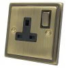 Victoria Antique Brass Switched Plug Socket - Click to see large image