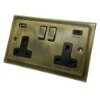Victoria Antique Brass Plug Socket with USB Charging - Click to see large image