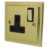Victoria Polished Brass Switched Plug Socket - Click to see large image