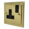 Victoria Classic Polished Brass Switched Plug Socket - Click to see large image