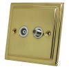 Victoria Classic Polished Brass TV and SKY Socket - Click to see large image
