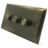 Grande Antique Brass LED Dimmer and Push Light Switch Combination - Click to see large image
