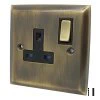 Grande Antique Brass Switched Plug Socket - Click to see large image