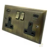 Grande Antique Brass Plug Socket with USB Charging - Click to see large image