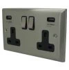 Grande Satin Stainless Plug Socket with USB Charging - Click to see large image