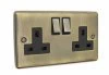 Ensemble Antique Brass Switched Plug Socket - Click to see large image