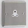 Ensemble Brushed Chrome Round Pin Unswitched Socket (For Lighting) - Click to see large image