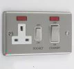 Ensemble Brushed Chrome Cooker Control (45 Amp Double Pole Switch and 13 Amp Socket) - Click to see large image