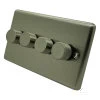 Ensemble Brushed Steel Push Intermediate Switch and Push Light Switch Combination - Click to see large image