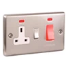 Ensemble Brushed Steel Cooker Control (45 Amp Double Pole Switch and 13 Amp Socket) - Click to see large image