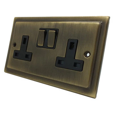 Victoria Antique Brass Switched Plug Socket