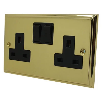 Style Polished Brass Switched Plug Socket