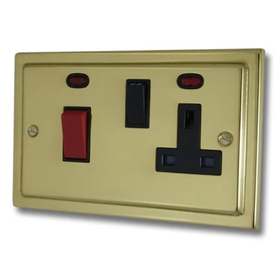 Victoria Classic Polished Brass Cooker Control (45 Amp Double Pole Switch and 13 Amp Socket)