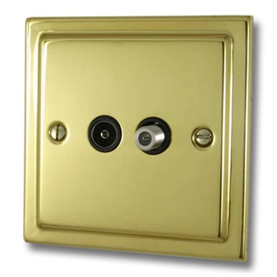 Victoria Classic Polished Brass TV and SKY Socket